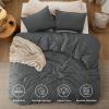 imageBedsure Comforter Set Queen Size Grayish Olive Green  Cotton Fabric with Microfiber Inner Fill Queen Comforter Set for All Seasons 3 Pieces 1 Comforter 90quotx90quot and 2 Pillow Cases 20quotx26quot02  Dark Grey