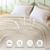 imageBedsure Cooling Cotton Waffle Weave Throw Blanket  Lightweight Breathable Blanket of Rayon Derived from Bamboo for Hot Sleepers Luxury Throws for Bed Couch and Sofa Ivory 50x70 InchesLight Beige