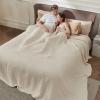 imageBedsure Cooling Cotton Waffle Weave Throw Blanket  Lightweight Breathable Blanket of Rayon Derived from Bamboo for Hot Sleepers Luxury Throws for Bed Couch and Sofa Ivory 50x70 InchesLight Beige
