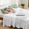 imageBedsure Cooling Cotton Waffle Weave Throw Blanket  Lightweight Breathable Blanket of Rayon Derived from Bamboo for Hot Sleepers Luxury Throws for Bed Couch and Sofa Ivory 50x70 InchesWhite