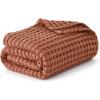 imageBedsure Cooling Cotton Waffle Weave Throw Blanket  Lightweight Breathable Blanket of Rayon Derived from Bamboo for Hot Sleepers Luxury Throws for Bed Couch and Sofa Ivory 50x70 InchesRed Orange