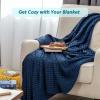imageBedsure Cooling Cotton Waffle Weave Throw Blanket  Lightweight Breathable Blanket of Rayon Derived from Bamboo for Hot Sleepers Luxury Throws for Bed Couch and Sofa Ivory 50x70 InchesNavy