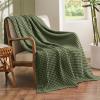 imageBedsure Cooling Cotton Waffle Weave Throw Blanket  Lightweight Breathable Blanket of Rayon Derived from Bamboo for Hot Sleepers Luxury Throws for Bed Couch and Sofa Ivory 50x70 InchesGreen