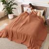 imageBedsure Cooling Cotton Waffle Weave Throw Blanket  Lightweight Breathable Blanket of Rayon Derived from Bamboo for Hot Sleepers Luxury Throws for Bed Couch and Sofa Ivory 50x70 InchesRed Orange