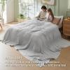 imageBedsure Cooling Cotton Waffle Weave Throw Blanket  Lightweight Breathable Blanket of Rayon Derived from Bamboo for Hot Sleepers Luxury Throws for Bed Couch and Sofa Ivory 50x70 InchesGrey