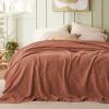 imageBedsure Cooling Cotton Waffle Weave Throw Blanket  Lightweight Breathable Blanket of Rayon Derived from Bamboo for Hot Sleepers Luxury Throws for Bed Couch and Sofa Ivory 50x70 InchesRed Orange