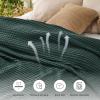 imageBedsure Cooling Cotton Waffle Weave Throw Blanket  Lightweight Breathable Blanket of Rayon Derived from Bamboo for Hot Sleepers Luxury Throws for Bed Couch and Sofa Ivory 50x70 InchesDark Green
