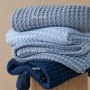 imageBedsure Cooling Cotton Waffle Weave Throw Blanket  Lightweight Breathable Blanket of Rayon Derived from Bamboo for Hot Sleepers Luxury Throws for Bed Couch and Sofa Ivory 50x70 InchesFog Blue