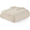 imageBedsure Cooling Cotton Waffle Weave Throw Blanket  Lightweight Breathable Blanket of Rayon Derived from Bamboo for Hot Sleepers Luxury Throws for Bed Couch and Sofa Ivory 50x70 InchesLight Beige