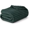imageBedsure Cooling Cotton Waffle Weave Throw Blanket  Lightweight Breathable Blanket of Rayon Derived from Bamboo for Hot Sleepers Luxury Throws for Bed Couch and Sofa Ivory 50x70 InchesDark Green