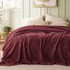 imageBedsure Cooling Cotton Waffle Weave Throw Blanket  Lightweight Breathable Blanket of Rayon Derived from Bamboo for Hot Sleepers Luxury Throws for Bed Couch and Sofa Ivory 50x70 InchesBurgundy