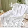imageBedsure Cooling Cotton Waffle Weave Throw Blanket  Lightweight Breathable Blanket of Rayon Derived from Bamboo for Hot Sleepers Luxury Throws for Bed Couch and Sofa Ivory 50x70 InchesWhite