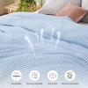imageBedsure Cooling Cotton Waffle Weave Throw Blanket  Lightweight Breathable Blanket of Rayon Derived from Bamboo for Hot Sleepers Luxury Throws for Bed Couch and Sofa Ivory 50x70 InchesBlue