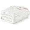 imageBedsure Cooling Cotton Waffle Weave Throw Blanket  Lightweight Breathable Blanket of Rayon Derived from Bamboo for Hot Sleepers Luxury Throws for Bed Couch and Sofa Ivory 50x70 InchesIvory
