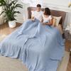 imageBedsure Cooling Cotton Waffle Weave Throw Blanket  Lightweight Breathable Blanket of Rayon Derived from Bamboo for Hot Sleepers Luxury Throws for Bed Couch and Sofa Ivory 50x70 InchesSky Blue