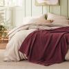 imageBedsure Cooling Cotton Waffle Weave Throw Blanket  Lightweight Breathable Blanket of Rayon Derived from Bamboo for Hot Sleepers Luxury Throws for Bed Couch and Sofa Ivory 50x70 InchesBurgundy