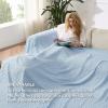 imageBedsure Cooling Cotton Waffle Weave Throw Blanket  Lightweight Breathable Blanket of Rayon Derived from Bamboo for Hot Sleepers Luxury Throws for Bed Couch and Sofa Ivory 50x70 InchesBlue