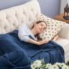 imageBedsure Cooling Cotton Waffle Weave Throw Blanket  Lightweight Breathable Blanket of Rayon Derived from Bamboo for Hot Sleepers Luxury Throws for Bed Couch and Sofa Ivory 50x70 InchesNavy