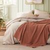 imageBedsure Cooling Cotton Waffle Weave Throw Blanket  Lightweight Breathable Blanket of Rayon Derived from Bamboo for Hot Sleepers Luxury Throws for Bed Couch and Sofa Ivory 50x70 InchesRed Orange