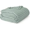 imageBedsure Cooling Cotton Waffle Weave Throw Blanket  Lightweight Breathable Blanket of Rayon Derived from Bamboo for Hot Sleepers Luxury Throws for Bed Couch and Sofa Ivory 50x70 InchesSage Green