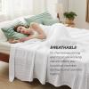 imageBedsure Cooling Cotton Waffle Weave Throw Blanket  Lightweight Breathable Blanket of Rayon Derived from Bamboo for Hot Sleepers Luxury Throws for Bed Couch and Sofa Ivory 50x70 InchesBlue