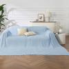 imageBedsure Cooling Cotton Waffle Weave Throw Blanket  Lightweight Breathable Blanket of Rayon Derived from Bamboo for Hot Sleepers Luxury Throws for Bed Couch and Sofa Ivory 50x70 InchesBlue