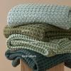 imageBedsure Cooling Cotton Waffle Weave Throw Blanket  Lightweight Breathable Blanket of Rayon Derived from Bamboo for Hot Sleepers Luxury Throws for Bed Couch and Sofa Ivory 50x70 InchesForest Green