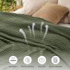 imageBedsure Cooling Cotton Waffle Weave Throw Blanket  Lightweight Breathable Blanket of Rayon Derived from Bamboo for Hot Sleepers Luxury Throws for Bed Couch and Sofa Ivory 50x70 InchesGreen