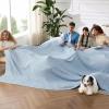 imageBedsure Cooling Cotton Waffle Weave Throw Blanket  Lightweight Breathable Blanket of Rayon Derived from Bamboo for Hot Sleepers Luxury Throws for Bed Couch and Sofa Ivory 50x70 InchesBlue