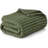 imageBedsure Cooling Cotton Waffle Weave Throw Blanket  Lightweight Breathable Blanket of Rayon Derived from Bamboo for Hot Sleepers Luxury Throws for Bed Couch and Sofa Ivory 50x70 InchesGreen