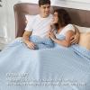imageBedsure Cooling Cotton Waffle Weave Throw Blanket  Lightweight Breathable Blanket of Rayon Derived from Bamboo for Hot Sleepers Luxury Throws for Bed Couch and Sofa Ivory 50x70 InchesBlue