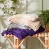 imageBedsure Cooling Cotton Waffle Weave Throw Blanket  Lightweight Breathable Blanket of Rayon Derived from Bamboo for Hot Sleepers Luxury Throws for Bed Couch and Sofa Ivory 50x70 InchesPurple