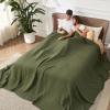 imageBedsure Cooling Cotton Waffle Weave Throw Blanket  Lightweight Breathable Blanket of Rayon Derived from Bamboo for Hot Sleepers Luxury Throws for Bed Couch and Sofa Ivory 50x70 InchesGreen