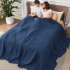 imageBedsure Cooling Cotton Waffle Weave Throw Blanket  Lightweight Breathable Blanket of Rayon Derived from Bamboo for Hot Sleepers Luxury Throws for Bed Couch and Sofa Ivory 50x70 InchesNavy