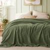 imageBedsure Cooling Cotton Waffle Weave Throw Blanket  Lightweight Breathable Blanket of Rayon Derived from Bamboo for Hot Sleepers Luxury Throws for Bed Couch and Sofa Ivory 50x70 InchesGreen