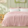 imageBedsure Cooling Cotton Waffle Weave Throw Blanket  Lightweight Breathable Blanket of Rayon Derived from Bamboo for Hot Sleepers Luxury Throws for Bed Couch and Sofa Ivory 50x70 InchesLight Pink
