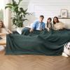 imageBedsure Cooling Cotton Waffle Weave Throw Blanket  Lightweight Breathable Blanket of Rayon Derived from Bamboo for Hot Sleepers Luxury Throws for Bed Couch and Sofa Ivory 50x70 InchesDark Green