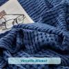 imageBedsure Cooling Cotton Waffle Weave Throw Blanket  Lightweight Breathable Blanket of Rayon Derived from Bamboo for Hot Sleepers Luxury Throws for Bed Couch and Sofa Ivory 50x70 InchesNavy