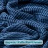 imageBedsure Cooling Cotton Waffle Weave Throw Blanket  Lightweight Breathable Blanket of Rayon Derived from Bamboo for Hot Sleepers Luxury Throws for Bed Couch and Sofa Ivory 50x70 InchesNavy