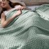 imageBedsure Cooling Cotton Waffle Weave Throw Blanket  Lightweight Breathable Blanket of Rayon Derived from Bamboo for Hot Sleepers Luxury Throws for Bed Couch and Sofa Ivory 50x70 InchesSage Green