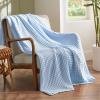 imageBedsure Cooling Cotton Waffle Weave Throw Blanket  Lightweight Breathable Blanket of Rayon Derived from Bamboo for Hot Sleepers Luxury Throws for Bed Couch and Sofa Ivory 50x70 InchesBlue