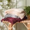 imageBedsure Cooling Cotton Waffle Weave Throw Blanket  Lightweight Breathable Blanket of Rayon Derived from Bamboo for Hot Sleepers Luxury Throws for Bed Couch and Sofa Ivory 50x70 InchesBurgundy