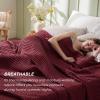 imageBedsure Cooling Cotton Waffle Weave Throw Blanket  Lightweight Breathable Blanket of Rayon Derived from Bamboo for Hot Sleepers Luxury Throws for Bed Couch and Sofa Ivory 50x70 InchesBurgundy