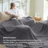 imageBedsure Cooling Cotton Waffle Weave Throw Blanket  Lightweight Breathable Blanket of Rayon Derived from Bamboo for Hot Sleepers Luxury Throws for Bed Couch and Sofa Ivory 50x70 InchesDark Grey