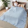 imageBedsure Cooling Cotton Waffle Weave Throw Blanket  Lightweight Breathable Blanket of Rayon Derived from Bamboo for Hot Sleepers Luxury Throws for Bed Couch and Sofa Ivory 50x70 InchesBlue