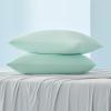 imageBedsure Cooling Pillow Cases Standard Size Set of 2 Cool Pillowcases for Hot Sleepers and Night Sweats Silky Soft ampamp Breathable Cold Pillow Covers with Hidden Zipper Green 20x26 InchesGreen