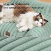 imageBedsure Cute Cat Couch for Pets  Fluffy Cat beds with Premium Soft Corduroy Fleece Fuzzy Cats beds for Indoor Cats with Removable Washable Cover Supportive Pet Sofa 24inch CreamGarden Green