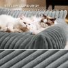 imageBedsure Cute Cat Couch for Pets  Fluffy Cat beds with Premium Soft Corduroy Fleece Fuzzy Cats beds for Indoor Cats with Removable Washable Cover Supportive Pet Sofa 24inch CreamWarm Grey