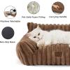 imageBedsure Cute Cat Couch for Pets  Fluffy Cat beds with Premium Soft Corduroy Fleece Fuzzy Cats beds for Indoor Cats with Removable Washable Cover Supportive Pet Sofa 24inch CreamCopper Brown