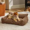 imageBedsure Cute Cat Couch for Pets  Fluffy Cat beds with Premium Soft Corduroy Fleece Fuzzy Cats beds for Indoor Cats with Removable Washable Cover Supportive Pet Sofa 24inch CreamCopper Brown